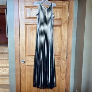 Saks Fifth Avenue Black and Cream Striped Maxi Dress